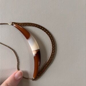 Brown and White Crescent layering Necklace